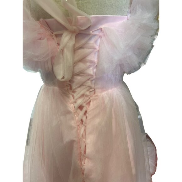 Incredible Oh So Darling Ruffled Tulle High-Low Dress With Train In Soft Pink - Picture 12 of 16